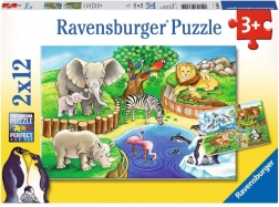Puzzle 2x12 pezzi Animali allo zoo