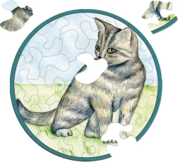 CURIOSI mini puzzle rotondo Picoli – gatto, 33 pezzi