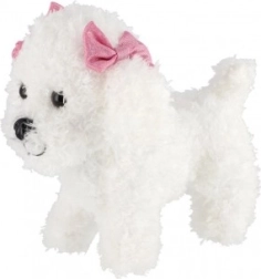 Cagnolino di peluche con fiocchetti 21 cm bianco