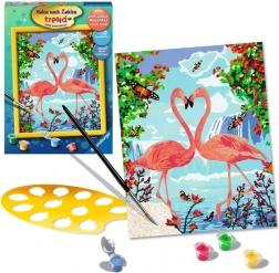 Dipingi con i numeri - Fenicotteri innamorati