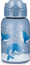 Petite&Mars borraccia termica in acciaio inox con cannuccia 350 ml Whale Song