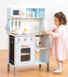Cucinina moderna in legno per bambini – azzurro