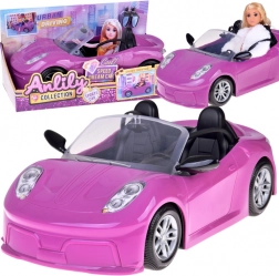 Cabriolet sportivo viola per bambole per 2 bambole
