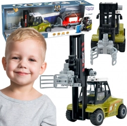 Woopie carrello elevatore con pinza e rimorchio con luci e suoni