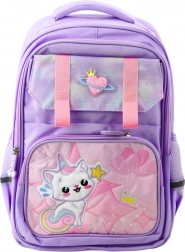 Zaino scolastico viola con gatto e fascia toracica 20L