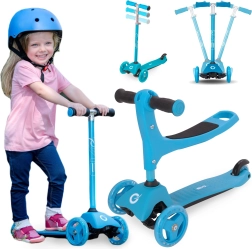 Monopattino triciclo per bambini Evo 2 in 1 con sedile azzurro