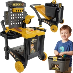 Banco da lavoro per bambini 3 in 1 con carrello e valigetta, 59 pezzi
