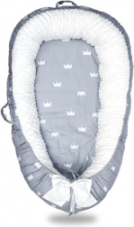 Copertina/nido per bambini 90×50 cm - motivo grigio con corona