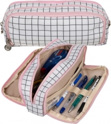 Grande astuccio a tre scomparti con design a quadretti