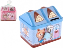 Salvadanaio in latta a forma di casetta con lucchetto 12 × 11 cm