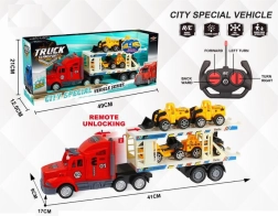 Carro attrezzi RC con 4 mini veicoli da cantiere