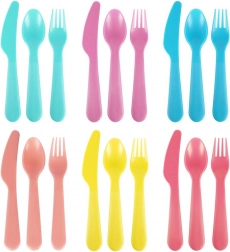 Set di posate in plastica per 6 persone, 18 pezzi