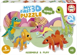 Educa i miei primi puzzle 3D dinosauri 5 in 1 (3, 3, 3, 4, 5 pezzi)