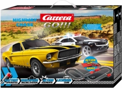 pista elettrica carrera go highway chase 4,3 m con trampolino e auto chevrolet camaro e ford mustang