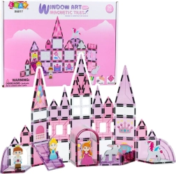 Set di costruzione magnetico per ragazze con finestrelle, rosa, 50 pezzi