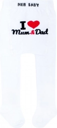 collant di cotone New Baby bianchi I Love Mum and Dad 68 (4–6 mesi)