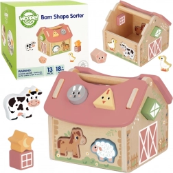 woopie green fattoria in legno – sorter di forme e colori, 13 pezzi