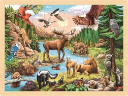 Puzzle in legno GOKI Natura Selvaggia del Nord America 96 pezzi