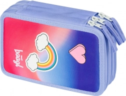 BAAGL astuccio scolastico a tre scomparti Arcobaleno, viola-rosa