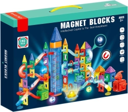 Set di costruzione magnetico parco dei dinosauri con luci LED e biglia – 193 pezzi
