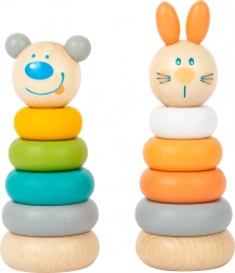SMALL FOOT torre impilabile in colori pastello – set in legno con coniglietto e orso