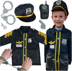 Costume di carnevale da poliziotto per bambini con set di accessori, manette e cappello, per età 3-8 anni
