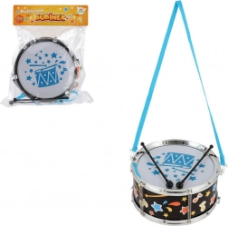 Tamburo di plastica con tracolla e bacchette 23 × 10 cm