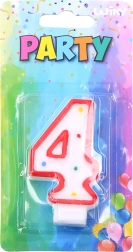 Candela per festa numero 4 rossa