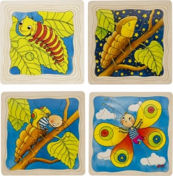 Puzzle in legno a strati Evoluzione della Farfalla GOKI