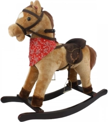 Cavallo a dondolo marrone con effetti sonori, foulard e bocca mobile