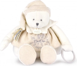 Doudou orsacchiotto polare in peluche con nastri 30 cm beige