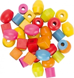 Perline di legno e cordini in contenitore - 45 pezzi