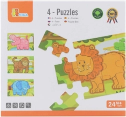 Puzzle in legno giungla – 4 animaletti per bambini da 24 mesi