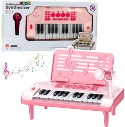 Pianino elettronico per bambini con microfono e leggio, rosa
