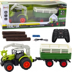 Trattore RC divertente con rimorchio e pinza per bambini