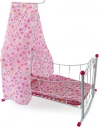 Culla in metallo per bambole con baldacchino 38 cm