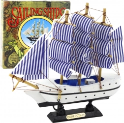 Modello decorativo a vela bianco e blu 18x17 cm