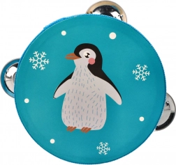 Tamburello con pinguino per bambini 13 cm