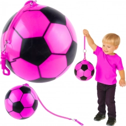 Palla in gomma stile pallone da calcio con manico elastico rosa 22 cm