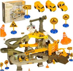 Pista per macchinine a più livelli con tema costruzione