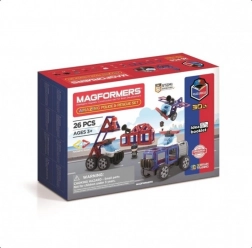 Set di costruzioni magnetiche Magformers Amazing Police – set della polizia e dei soccorritori, 26 pezzi