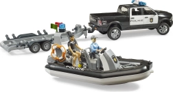 BRUDER pick-up della polizia RAM con barca e due personaggi
