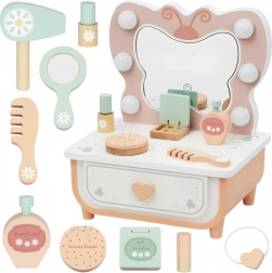 tavolino da trucco in legno con specchio a farfalla e luci + accessori cosmetici TOOKY TOY