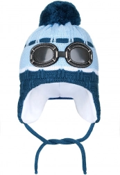 cappello invernale per bambini New Baby con occhiali azzurro chiaro