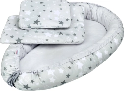 Nido lussuoso con piumino per neonato NEW BABY, stelline bianco‑grigie