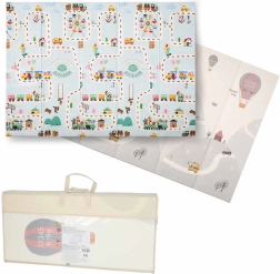 Tappetino educativo pieghevole in schiuma, double-face, per bambini, 150 × 200 cm – strade e palloncini