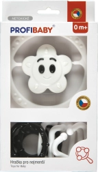 Set di sonagli in bianco e nero – catena per passeggino e sonaglio a stellina/fiorellino