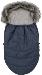 Sacco invernale per bambini con pelliccia blu scuro NEW BABY