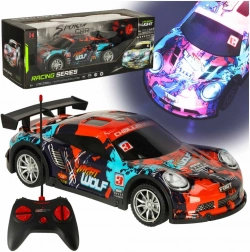 Auto da corsa telecomandato blu-rosso