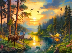 Puzzle 3000 pezzi tramonto sul fiume nella foresta CASTORLAND